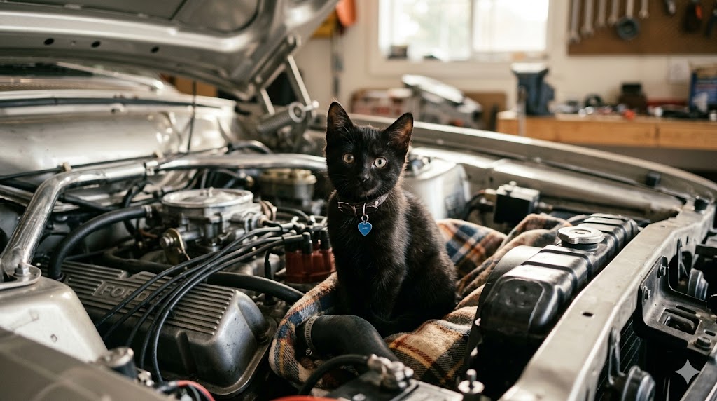 Gatto nero salvato da un motore: l'importanza di combattere l'abbandono animali e sterilizzare i gatti
