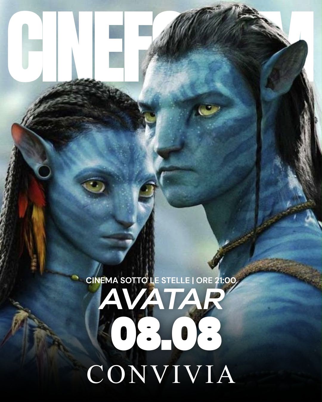 Locandina proiezione film Avatar Convivia Capoterra 8 Agosto