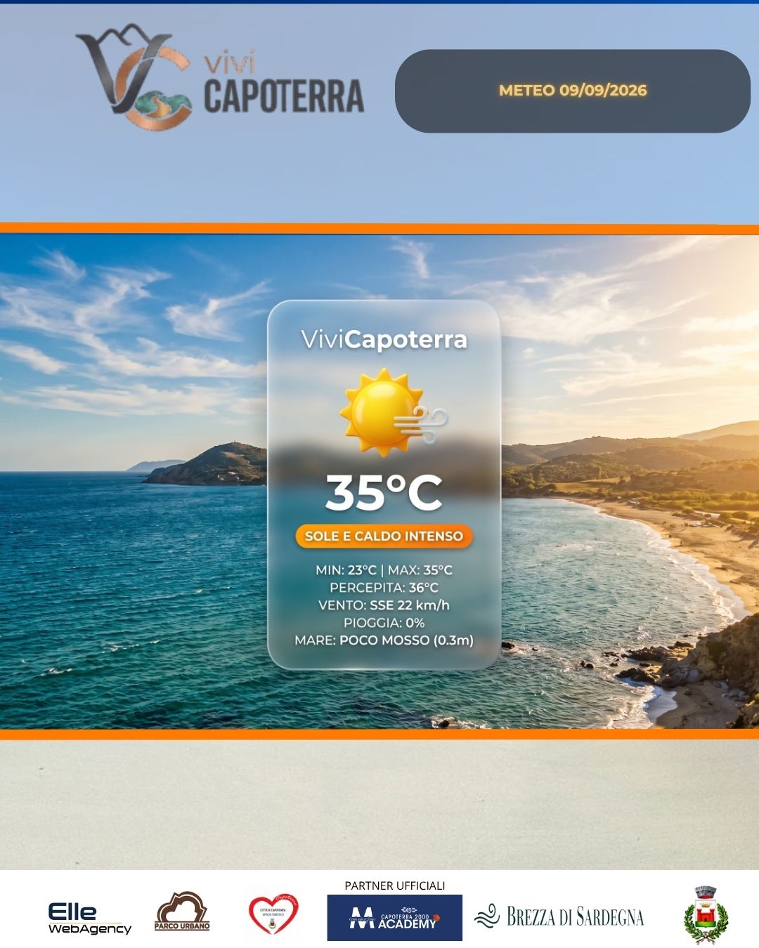Meteo Capoterra 9 Settembre 2026: picco caldo e break Meteo Capoterra 9 Settembre 2026: picco caldo e break