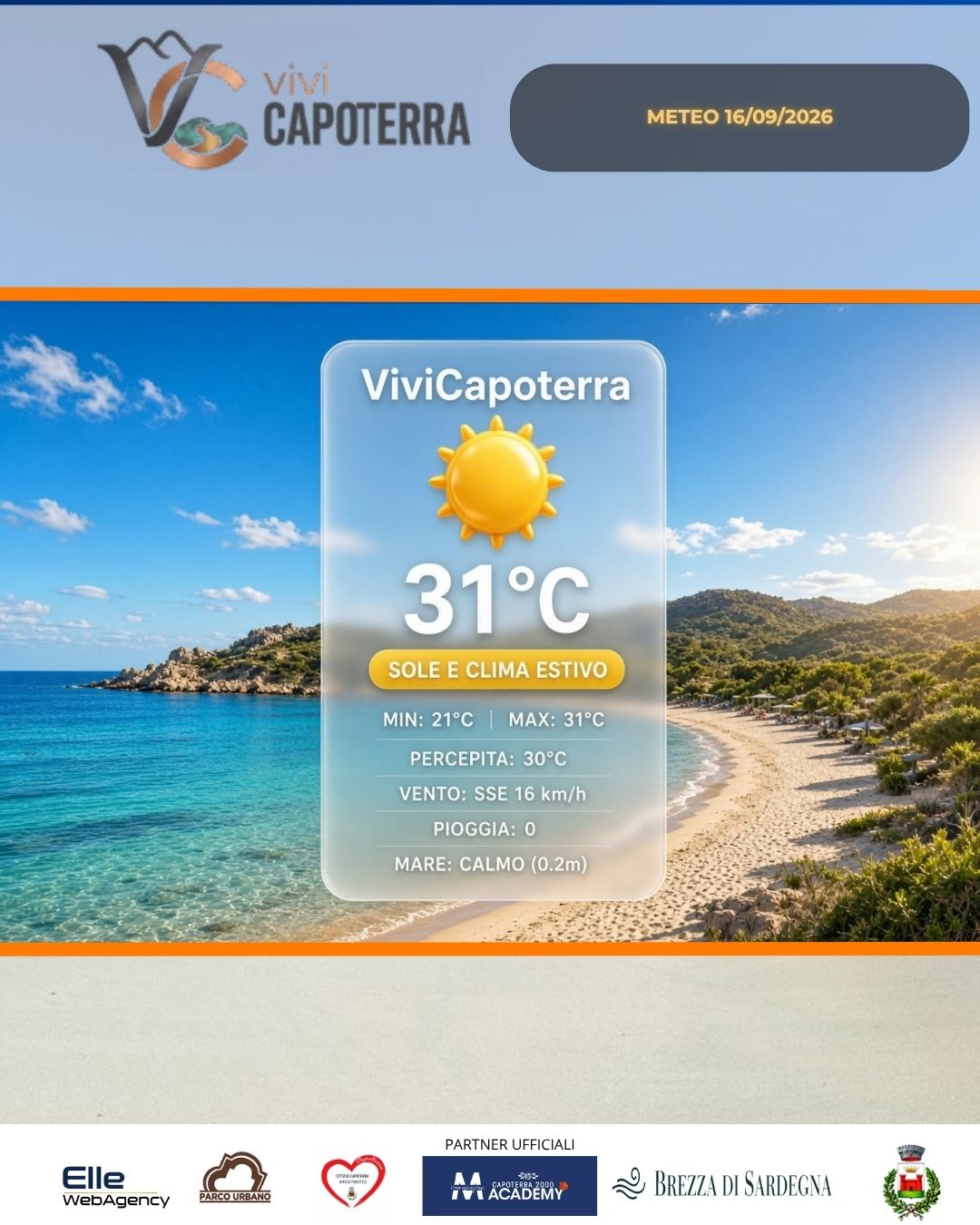 Previsioni Meteo Capoterra 16 settembre 2026 cielo sereno e sole a La Maddalena Spiaggia Previsioni Meteo Capoterra 16 settembre 2026 cielo sereno e sole a La Maddalena Spiaggia
