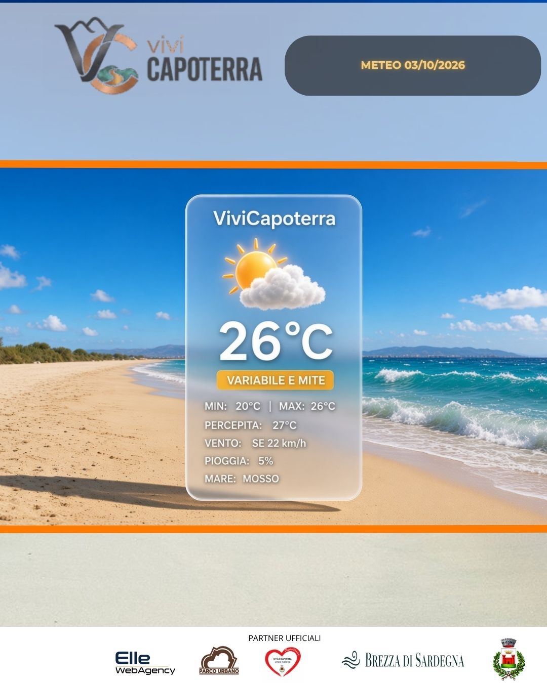 Previsioni Meteo Capoterra 3 ottobre 2026 bollettino e tendenza meteo a La Maddalena Spiaggia
